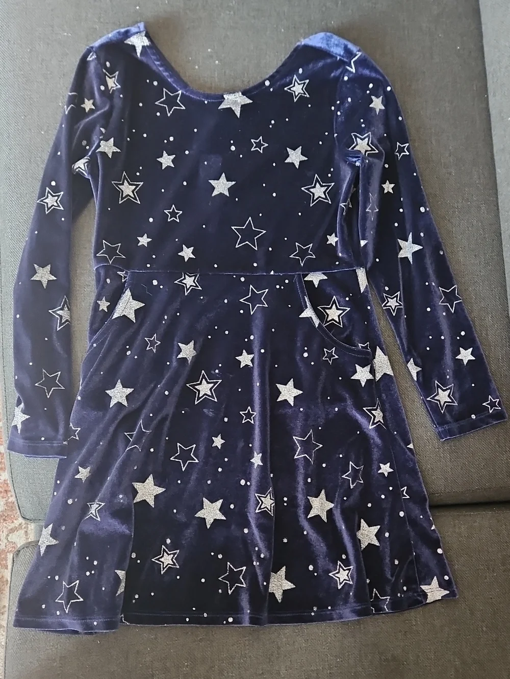 Gymboree Navy Blue Velvet Star Print Dress